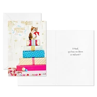 Image Arts Kitten on Stack of Presents French-Language Boxed Christmas Cards, Pack of 16