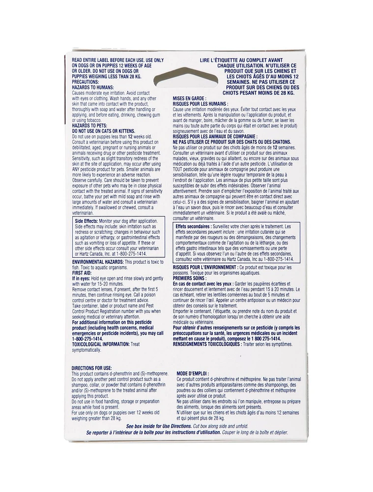Traitement antipuces et antitiques Ultra Guard Pro de Hartz pour chiens et chiots Applicateur Pro-Glide.  Pour chien plus grand que 28kg/60lbs