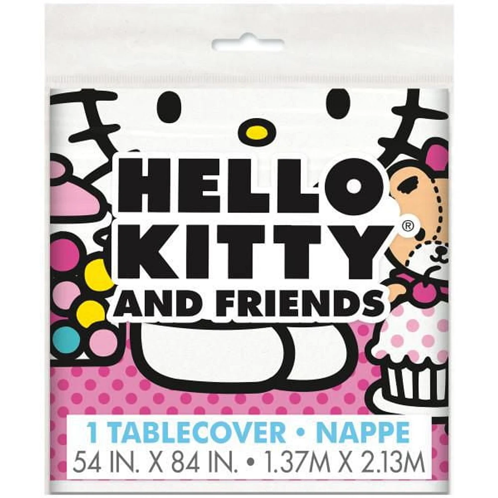 Hello Kitty Rectangular Plastic Table Cover, 54" x 84", 1 Tablecover measures 54" x 84"