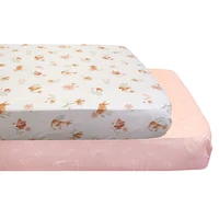 2-Pack Mini Fitted Crib Sheets, Floral