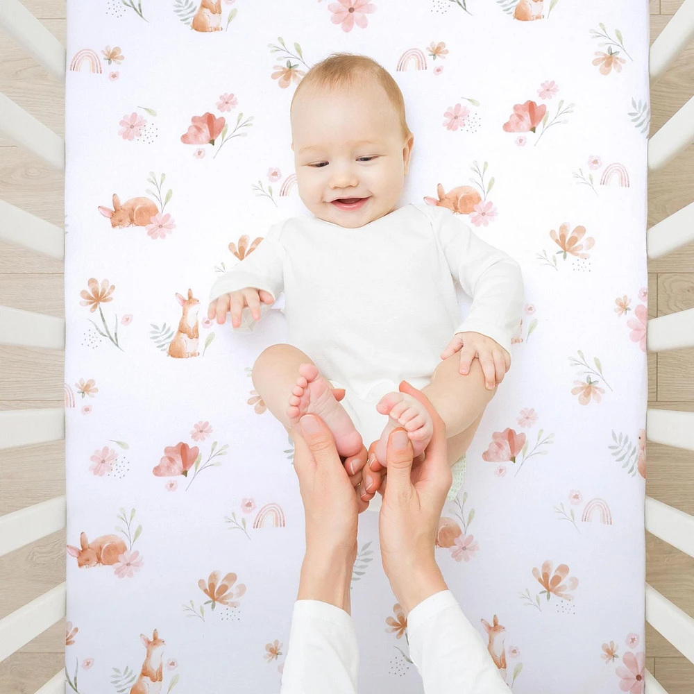 2-Pack Mini Fitted Crib Sheets, Floral