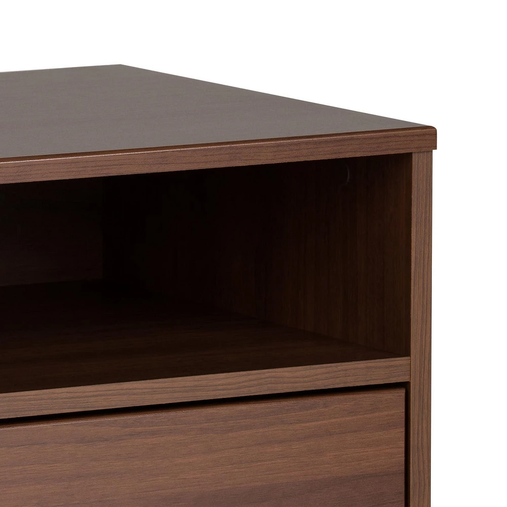 Prepac 22.5 in W x 29.5 in H x 16 in D Milo 2-Drawer Tall Nightstand with Open Shelf