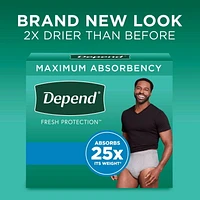 Sous-vêtement d’incontinence Depend Fresh Protection pour hommes, degré d’absorption maximal, P/M - TG, gris 17 - 19 Unités