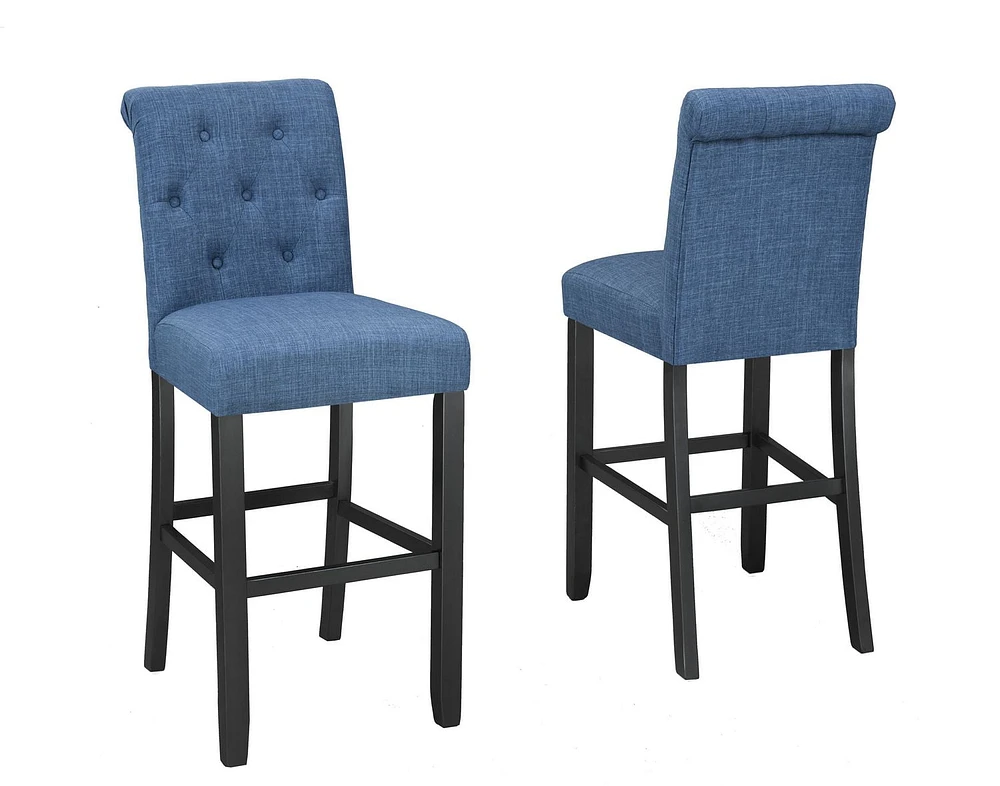 Brassex Inc Soho Tufted 29' bar Stool, Set of 2, Blue