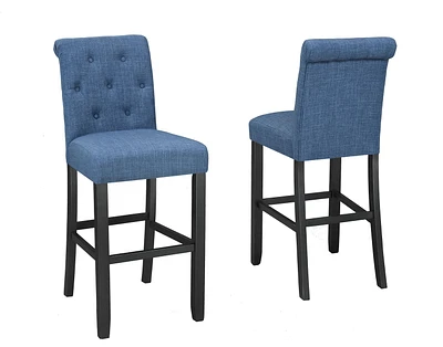 Brassex Inc Soho Tufted 29' bar Stool, Set of 2, Blue