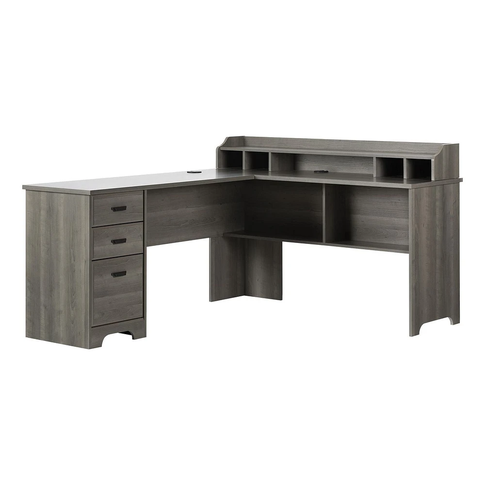 South Shore Versa L-Shaped Desk Gray Maple