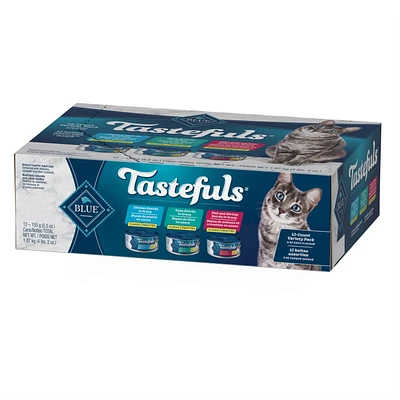 Blue Buffalo Tastefuls Tuna, Chicken and Fish/Shrimp in Gravy Flaked Adult Wet Cat Food, 12x156g