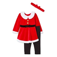 George Baby Girls' Santa Dress 3-Piece Set