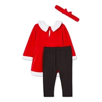 George Baby Girls' Santa Dress 3-Piece Set