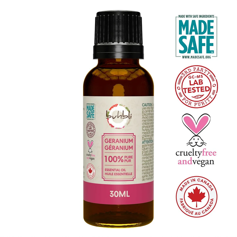 Buhbli Brands - 100% Pure Geranium Essential Oil, 30ml, All Natural and Pure