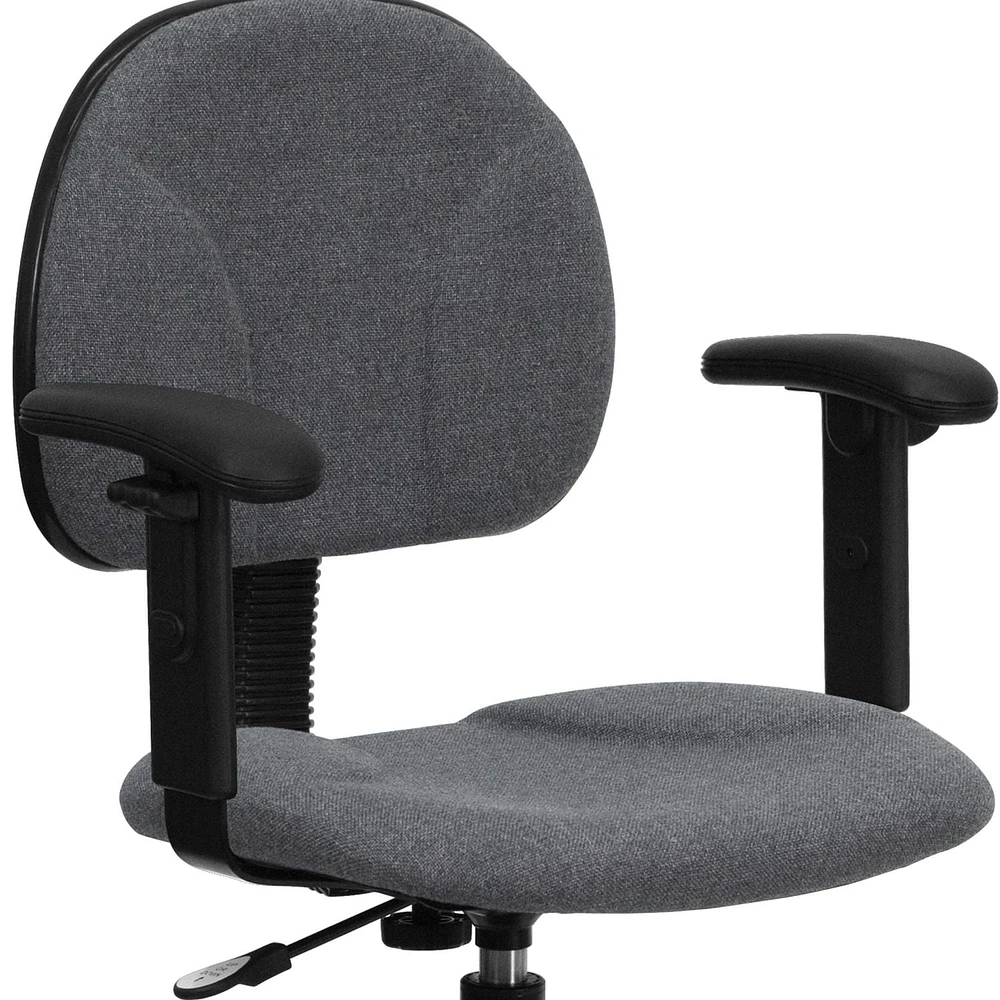 Gray Fabric Drafting Chair with Adjustable Arms (Cylinders: 22.5''-27''H or 26''-30.5''H)