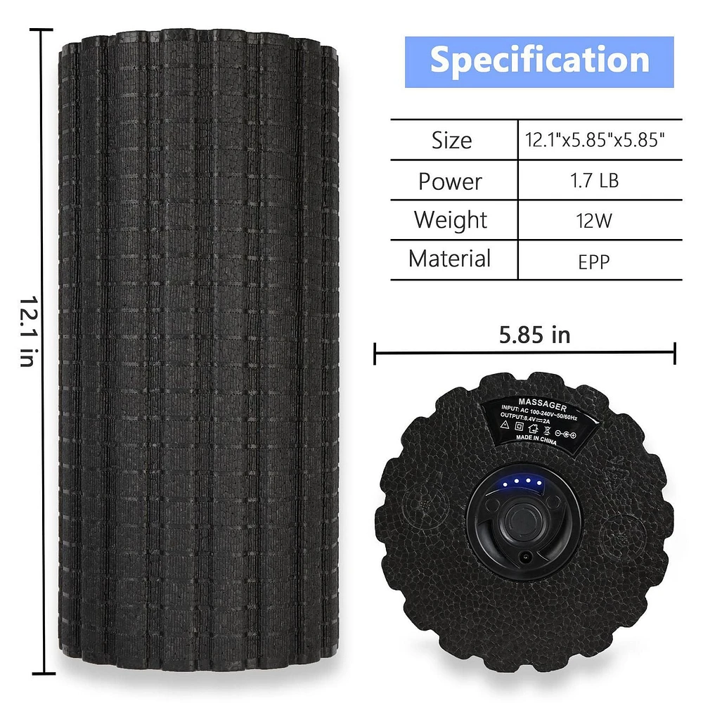 Rechargeable vibrating foam roller,For deep tissue massage and muscle recovery