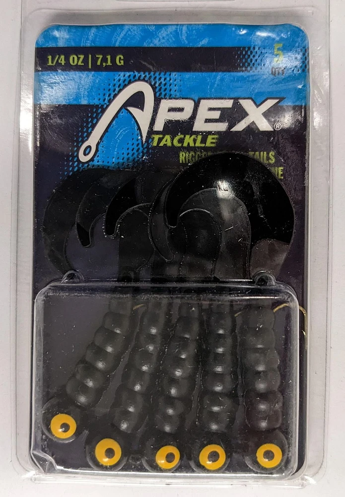 Apex J514-BLK Rugged Grubs 1/4oz Black 5Pk, Rugged Grubs, Black