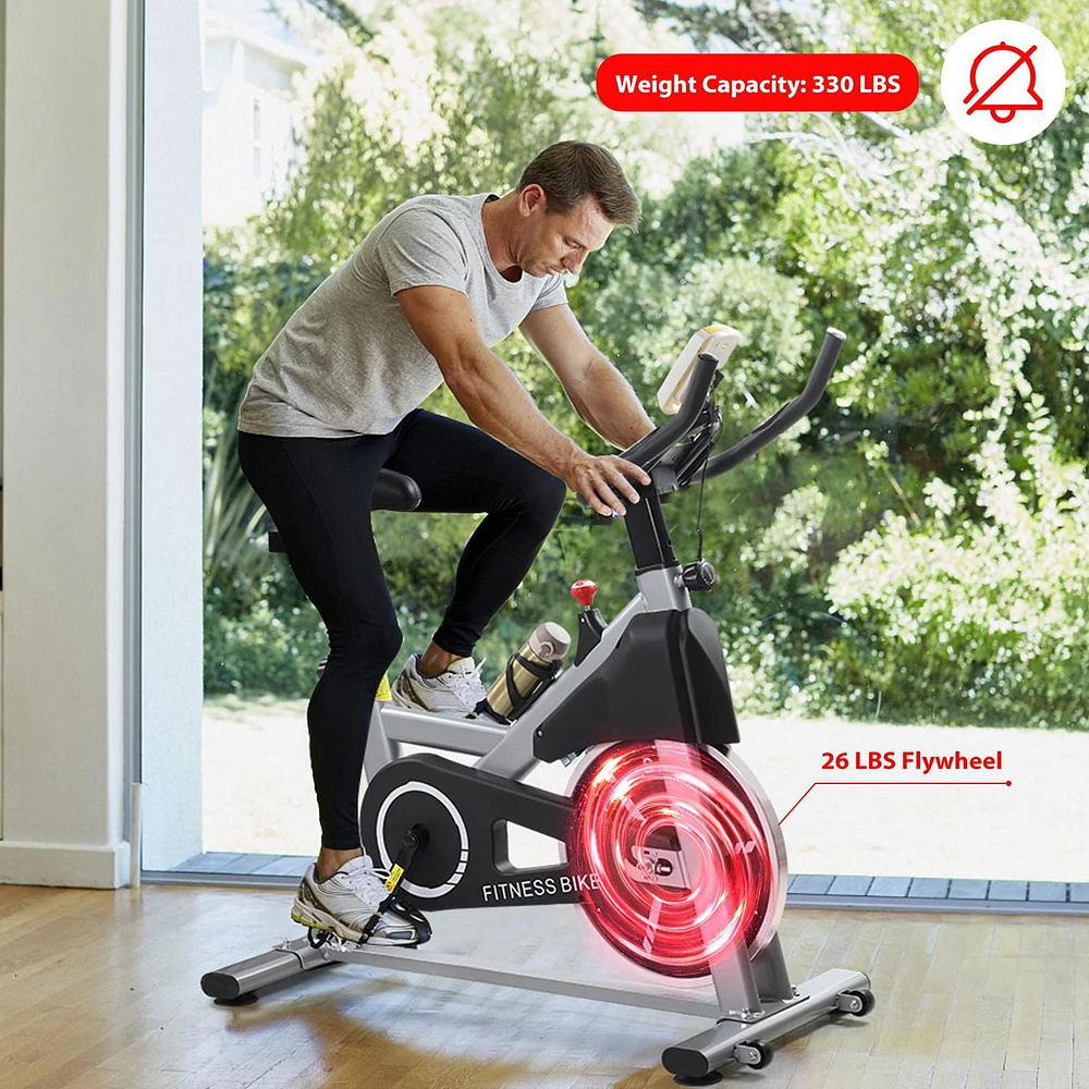 HAPICHIL Exercise Bike, 26lb Flywheel with magnetic resistance, Ipad Mount ＆ Cushion - 2021 Edition