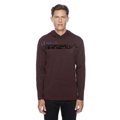 Tee-shirt Capuchon manches longues Dark Black pour hommes