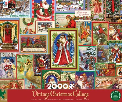 Ceaco Puzzle de vacances 2000 pièces « Collage de Noël vintage » par Lewis T Johnson