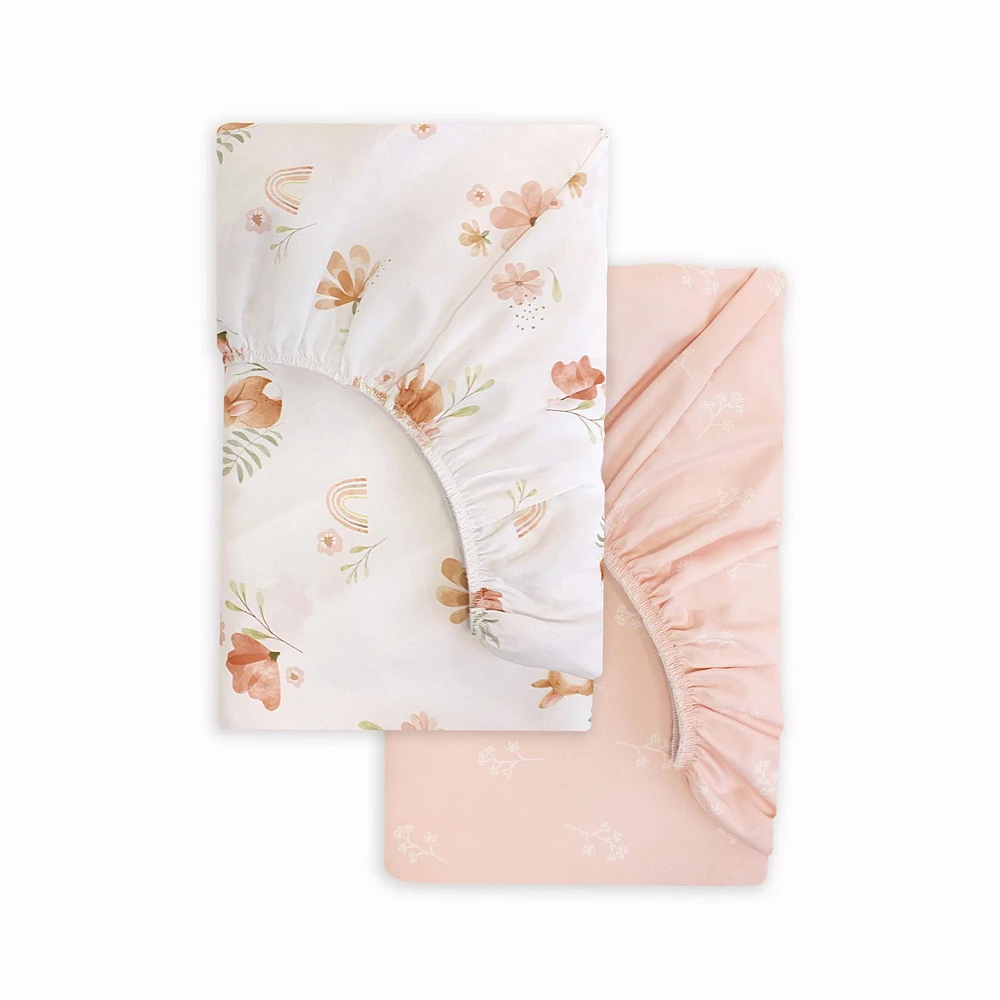 2-Pack Mini Fitted Crib Sheets, Floral