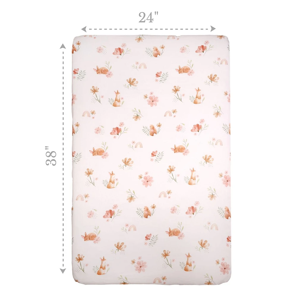 2-Pack Mini Fitted Crib Sheets, Floral