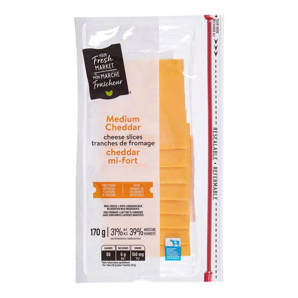 Your Fresh Market Medium Cheddar Cheese, 170 g