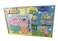 Peppa Pig Jigsaw Puzzles for Kids, Set of 7 Wood Puzzles with Storage Box, for Families and Kids Ages 4 and up