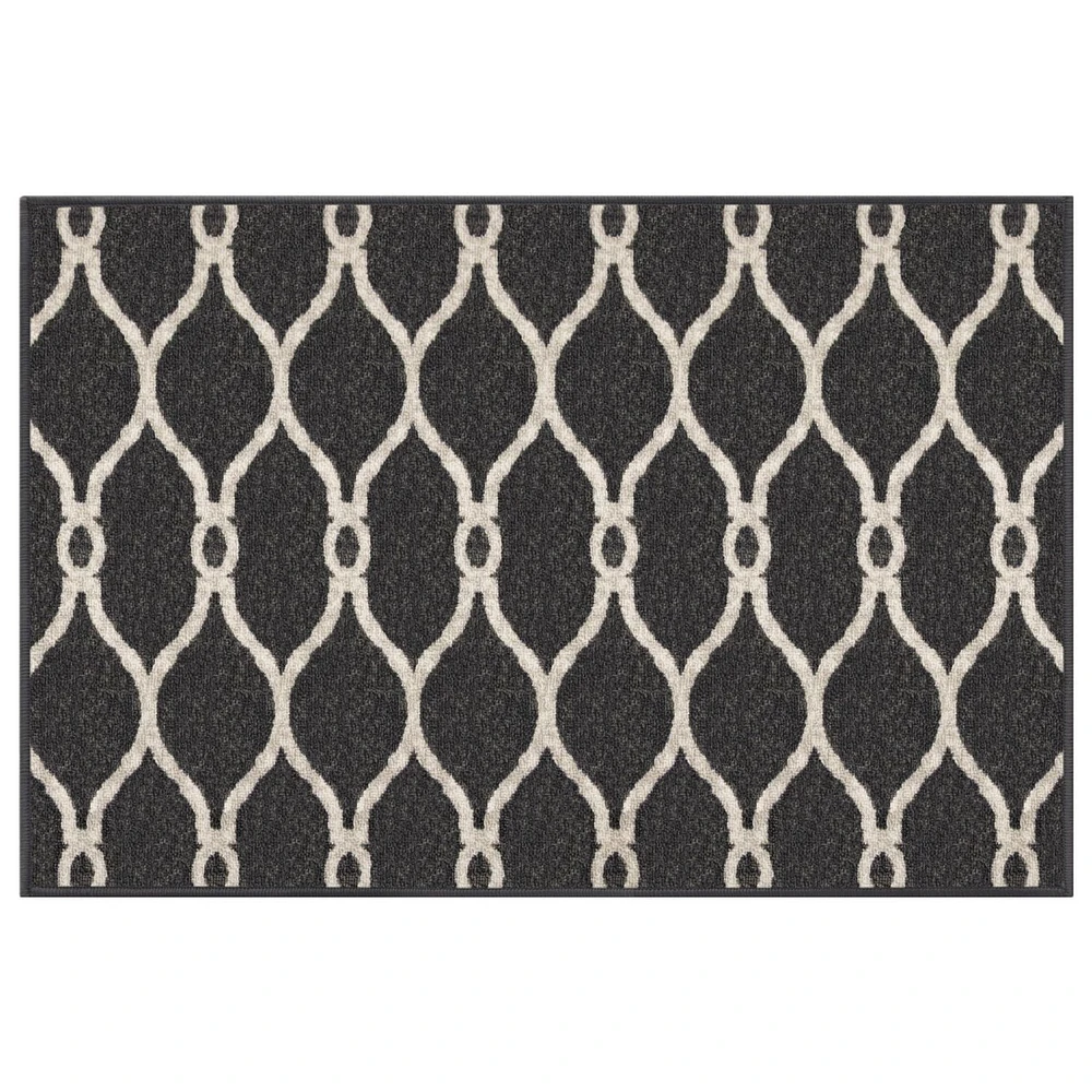 2x3' Sharaya Charcoal Printed Floor Mat