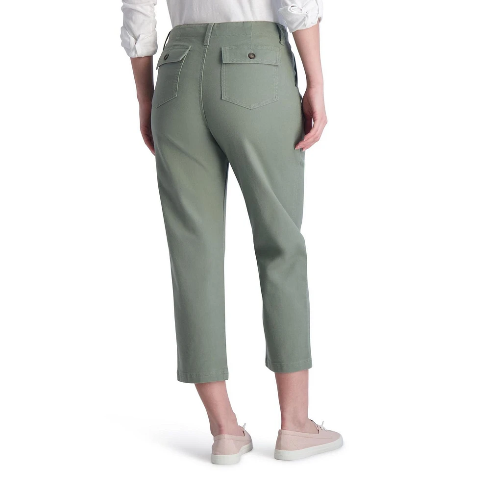 Pantalon utilitaire en coton extensible à jambe droite et à poches pour femmes de Chaps