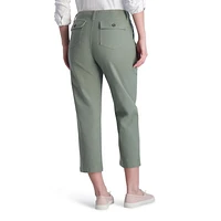 Chaps Women's Mid Rise Straight Leg Stretch Cotton Utility Pants with Pockets