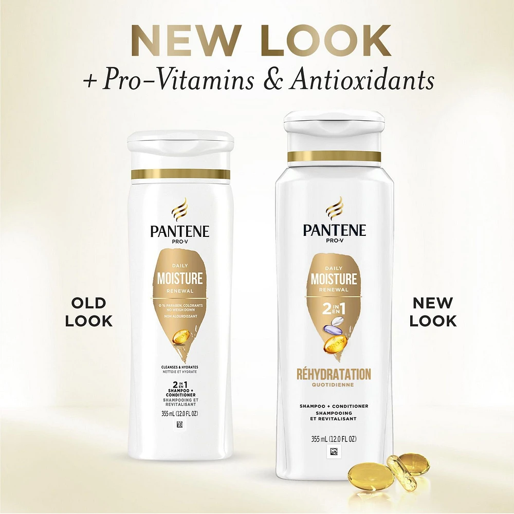 Shampooing et revitalisant 2 en 1 Pantene Réhydratation quotidienne 355 mL/12,0 OZ LIQ. 12 oz/355 mL