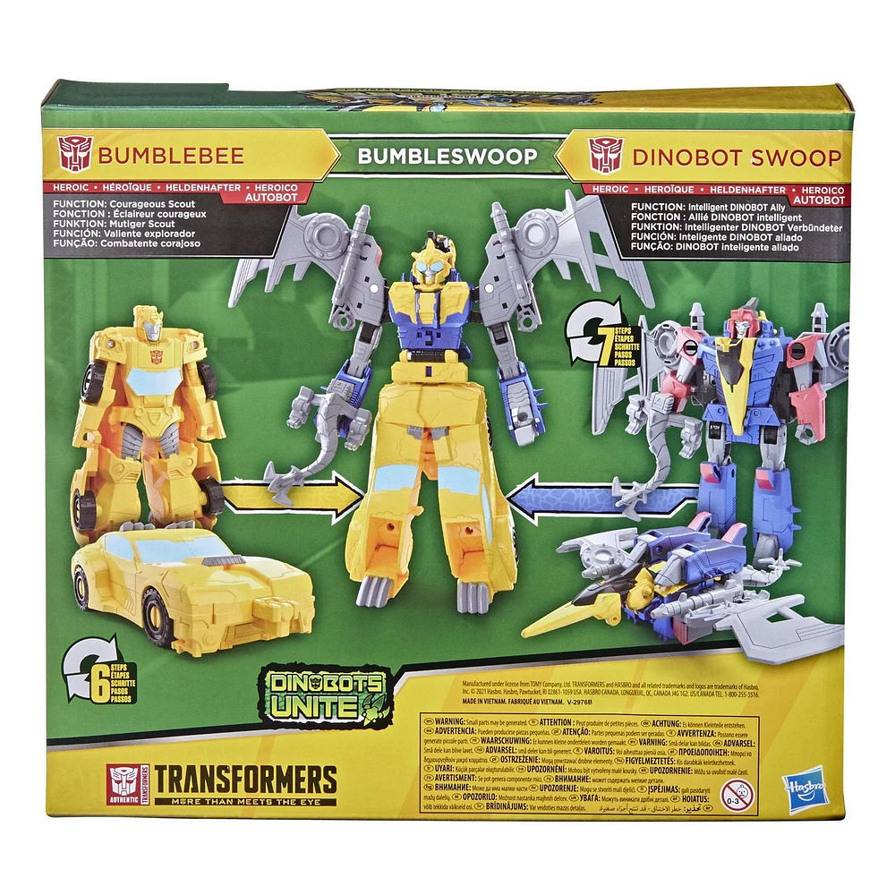 Transformers Bumblebee Cyberverse Adventures Dinobots Unite Toys Dino Combiners Bumbleswoop 2-Pack Action Figures, Ages 6 and Up, 4.5-inch