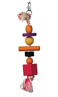 Living World Junglewood Bird Toy Rope with 3 beads, 2 blocks, 1 cylinder & 1 peg, Wood bird toy