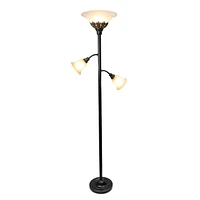 Elegant Designs 3 Light Floor Lamp with White Scalloped Glass Shades