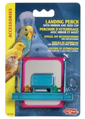 Living World Landing Perch Feeder with Mirror & Beads, Visual play centre