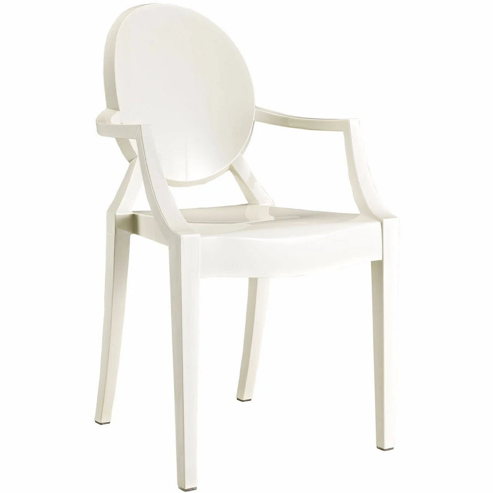 Nicer Furniture Arms Polycarbonate Plastic in White Modern Wood Chairs