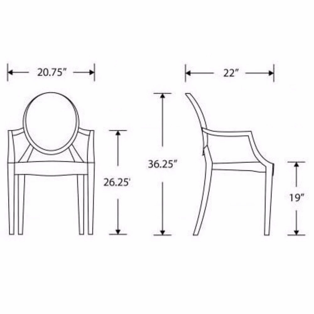 Nicer Furniture Arms Polycarbonate Plastic in White Modern Wood Chairs