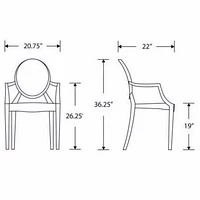 Nicer Furniture Arms Polycarbonate Plastic in White Modern Wood Chairs