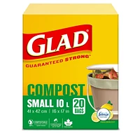 Glad Certified Compostable Bags - Small 10 Litres -, Lemon scent, 20 Compost Bags