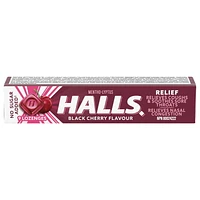 HALLS No Sugar Added Black Cherry, Cough Drops, Throat Lozenges, Sore Throat Relief, Mentho-Lyptus, 9 Lozenges