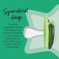 Tommee Tippee Fun Style Pacifiers, Symmetrical Design, BPA-Free Silicone Nipple, Includes Steriliser Box, 6-18m, 2 Count