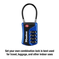 Master Lock Canada Master Lock Set-Your-Own Combination TSA Luggage Lock #4697D, 32mm, assorted colours