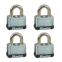 Master Lock 1-1/2” Laminated Steel Warded Padlock, 4 Pack; 8596Q