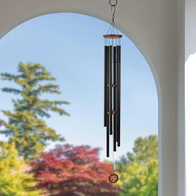 Hometrends 50" Classic Black Metal Outdoor Wind Chime, .5.9 x 5.9 x 60 Inches