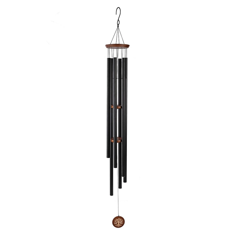 Hometrends 50" Classic Black Metal Outdoor Wind Chime, .5.9 x 5.9 x 60 Inches