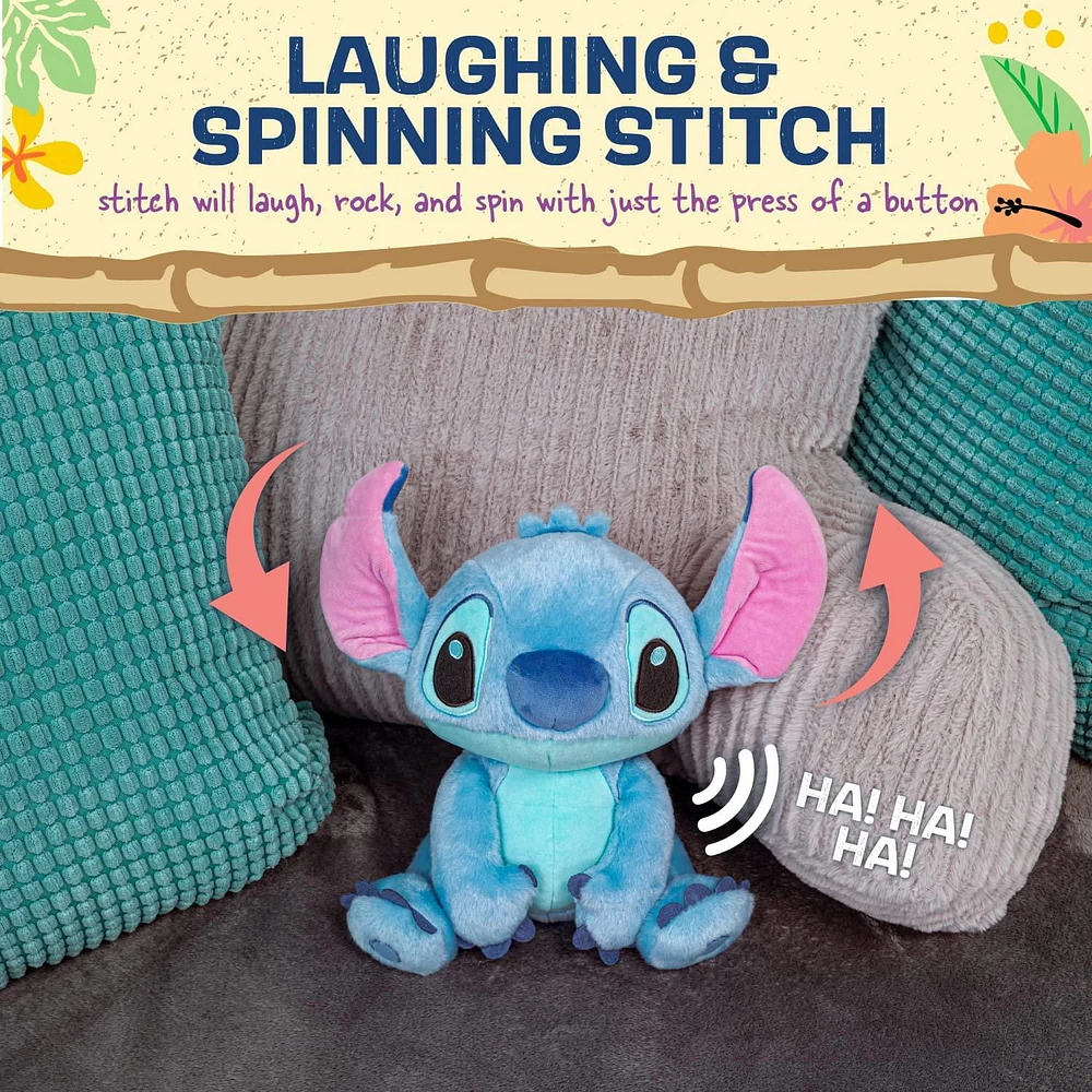 Kids Preferred Disney Laughing & Spinning Stitch Stuffed Animal Plush Toy, Laughs and spins