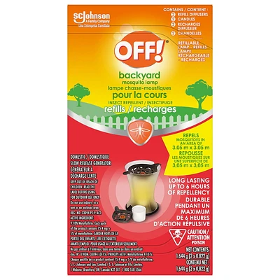 OFF! Backyard Insect and Mosquito Repellent Lamp Refills, Ideal for Camping and Outdoors, Up to 6 Hours of Protection, Canadian Print, 2 Diffuser Refills, 2 Refills