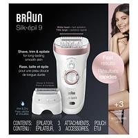 Braun Silk-épil 9 9-720 Epilator for Women for Long-Lasting Hair Removal, White/Bronze