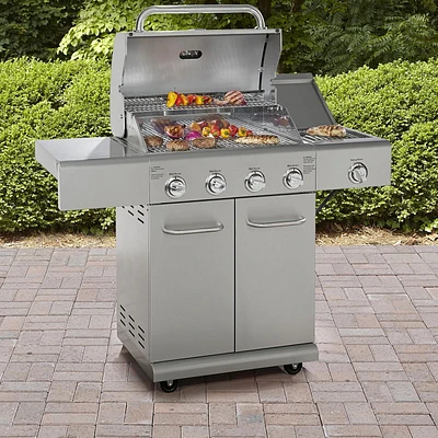 Kenmore - 4 Burner Gas Grill Plus SEARING Side Burner - All Stainless Steel