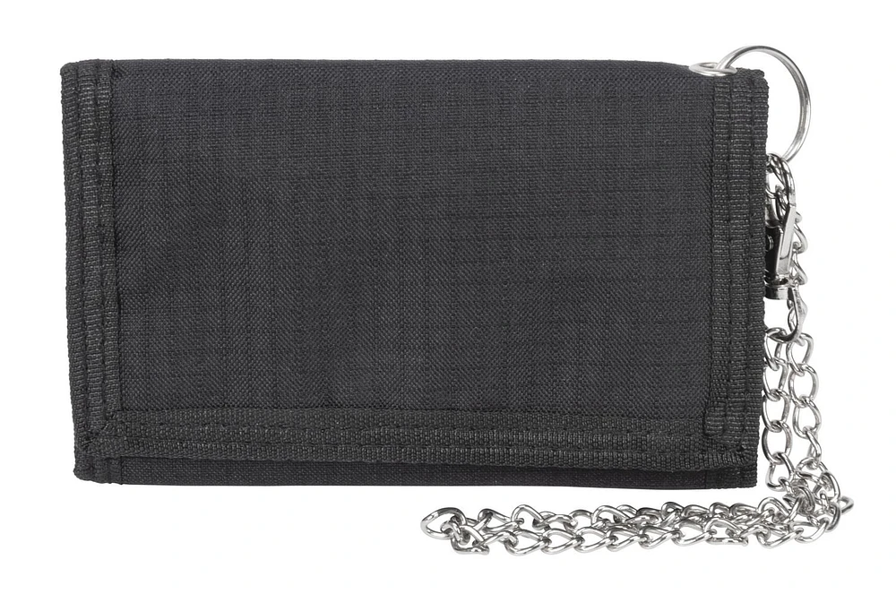 R70 Men's Trifold Nylon Black Wallet with Chain