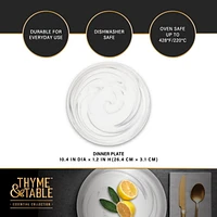 Thyme & Table Grey Marble Stoneware Round Dinner Plate, Made of Stoneware