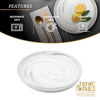 Thyme & Table Grey Marble Stoneware Round Dinner Plate, Made of Stoneware