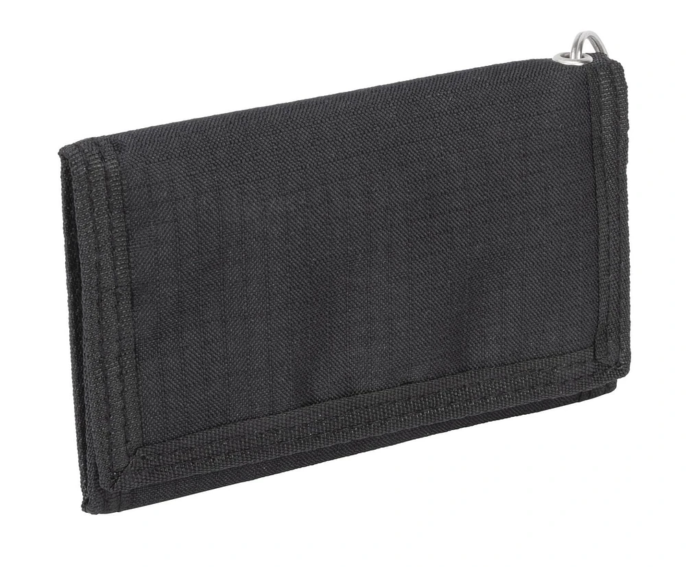 R70 Men's Trifold Nylon Black Wallet with Chain